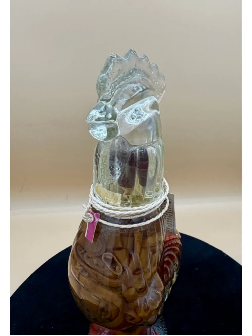 Shonfeld's Rooster Shaped Decorative Vinegar Bottle, One Size, Clear and Red